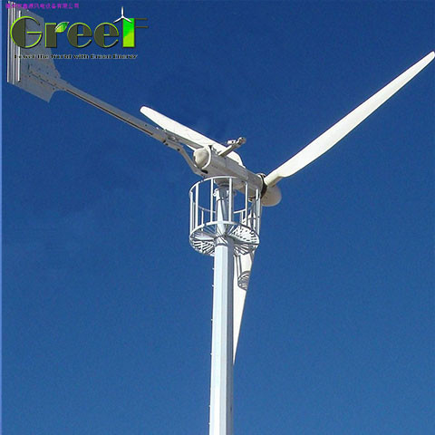Generación de energía Turbina eólica horizontal con velocidad de viento de corte de 2,5 m/s y longitud de las hojas de 1,6 m de material FRP*3