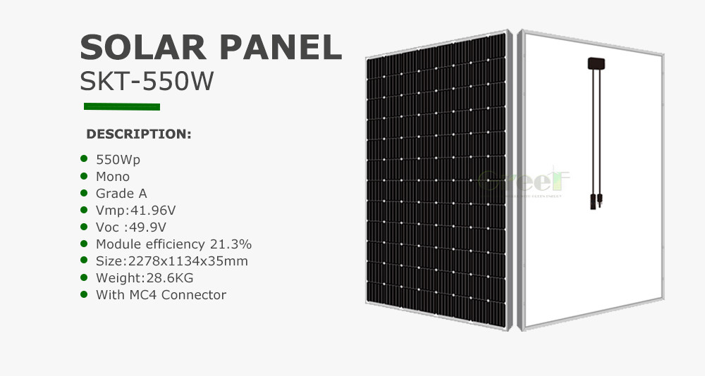 Sistema solar con paneles solares de silicio monocristalino con batería e inversor