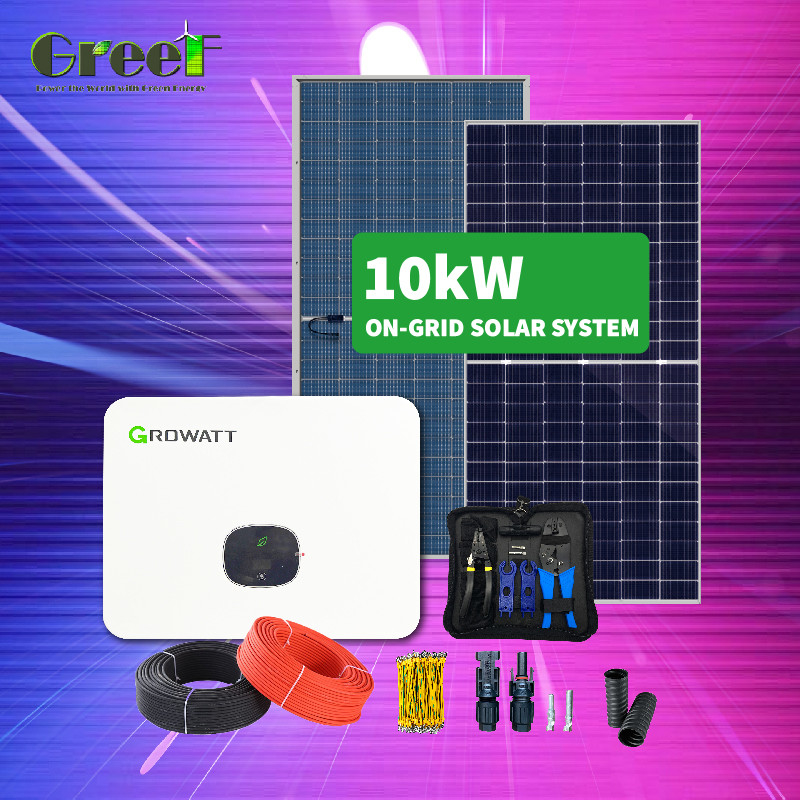 Sistema de conexión de red de paneles solares monocristalinos con pantalla LCD para medición neta 1kW-100kW de salida