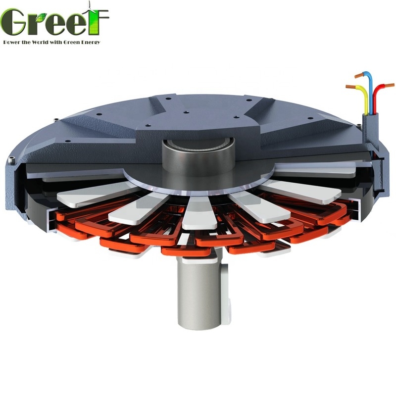 generador de imán permanente del disco de 2kw Coreless producción eléctrica de 3 fases