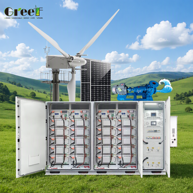 Sistema solar híbrido de 100-3000kW de capacidad y sistema solar híbrido eólico con batería de litio LiFePO4 y grado de protección IP65